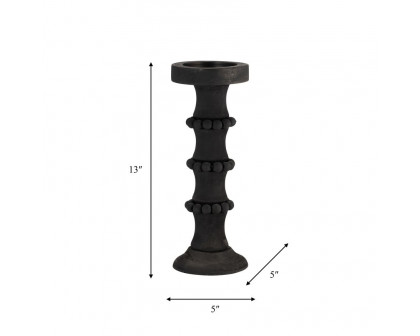 Sagebrook 13" Wood Antique Style Candle Holder - Black