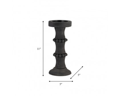 Sagebrook 11" Wood Antique Style Candle Holder - Black