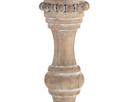 Sagebrook 14" Wood Banded Bead Candle Holder - Antique White