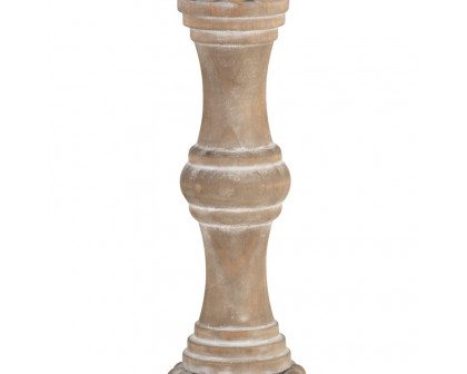 Sagebrook 13" Wood Banded Bead Candle Holder - Antique White