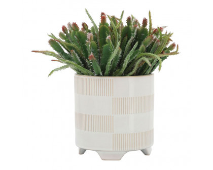 Sagebrook - 6"/8" Ceramic Textured Footed Planters (Set Of 2) in Beige