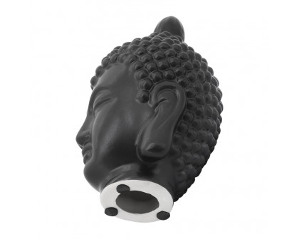 Sagebrook 10" Ceramic Buddha Head - Black