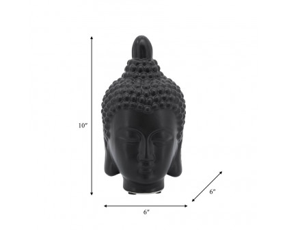 Sagebrook 10" Ceramic Buddha Head - Black