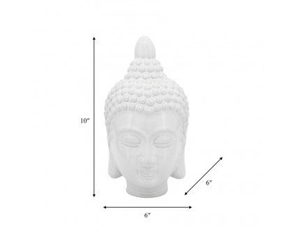 Sagebrook 10" Ceramic Buddha Head - White