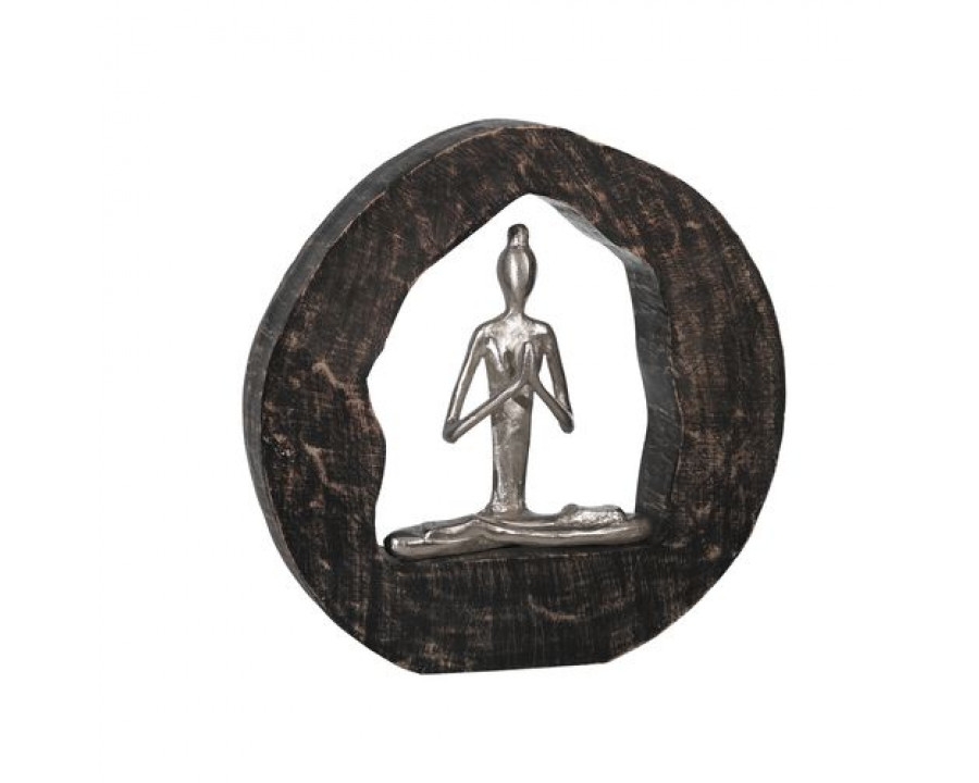 Sagebrook 11" Aluminum Yoga Lady In Circle Log - Silver