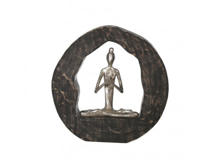 Sagebrook 11" Aluminum Yoga Lady In Circle Log - Silver