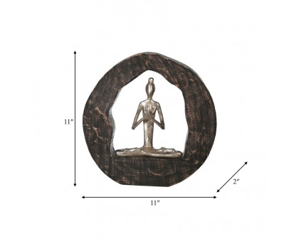 Sagebrook 11" Aluminum Yoga Lady In Circle Log - Silver