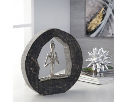 Sagebrook 11" Aluminum Yoga Lady In Circle Log - Silver