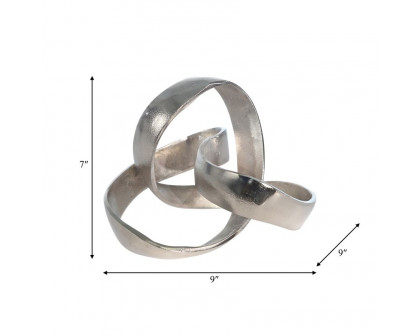 Sagebrook 7" Aluminum Knot Sculpture - Silver Matte