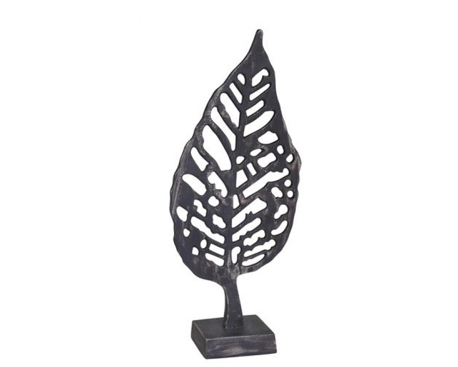 Sagebrook - 18" Aluminum Leaf On Stand in Black Antique