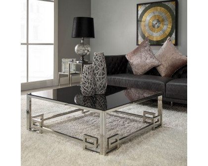 Sagebrook™ Stainless Steel Cocktail Table - Silver/Black Glass