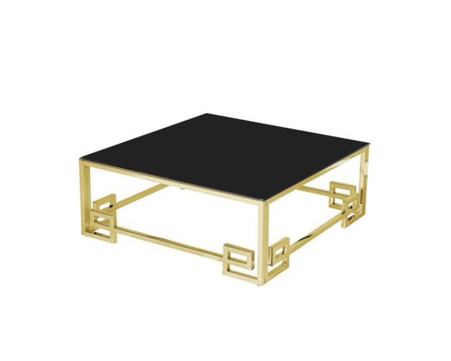 Sagebrook Stainless Steel Cocktail Table - Gold/Black Glass