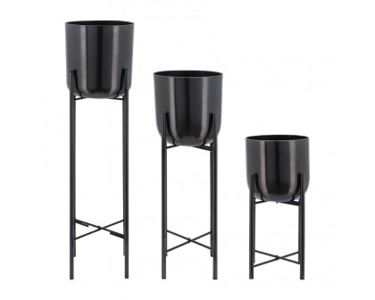 Sagebrook Metal Planters On Stand (Set Of 3)