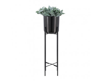 Sagebrook Metal Planters On Stand (Set Of 3) - Gunmetal