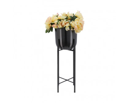 Sagebrook Metal Planters On Stand (Set Of 3) - Gunmetal