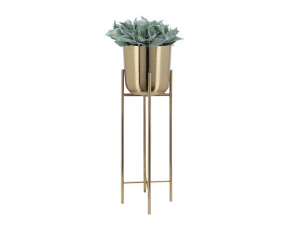 Sagebrook Metal Planters On Stand (Set Of 3) - Gold