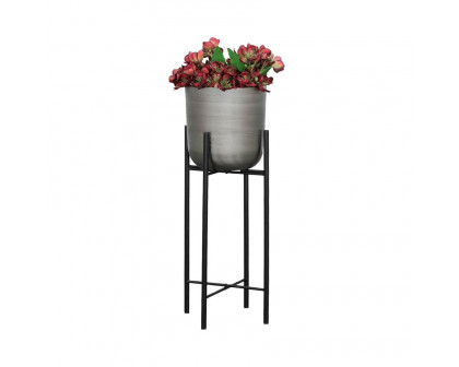 Sagebrook™ Metal Planters On Stand (Set Of 3) - Silver/Black