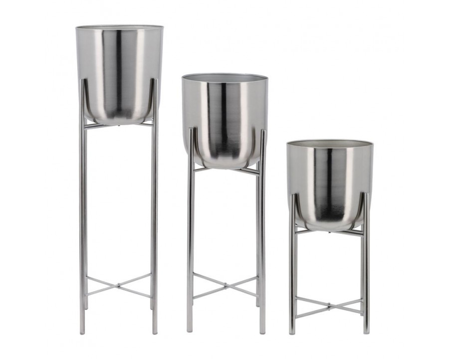 Sagebrook Metal Planters On Stand (Set Of 3)