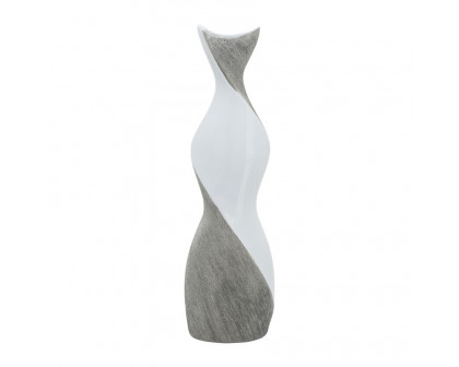 Sagebrook 24" Ceramic Twisted Vase - White/Silver