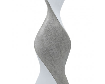 Sagebrook 24" Ceramic Twisted Vase - White/Silver