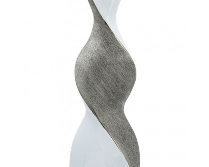 Sagebrook 19" Ceramic Twisted Vase - White/Silver