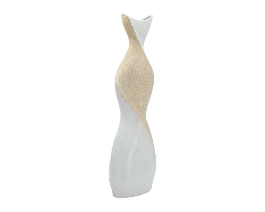 Sagebrook 24" Ceramic Twisted Vase - White/Gold