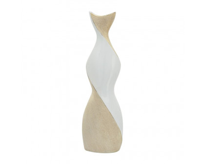 Sagebrook 24" Ceramic Twisted Vase - White/Gold