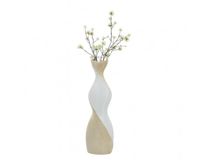 Sagebrook 24" Ceramic Twisted Vase - White/Gold