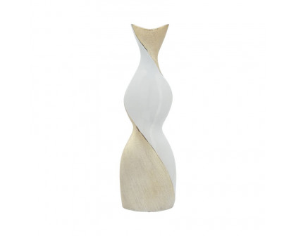 Sagebrook 19" Ceramic Twisted Vase - White/Gold