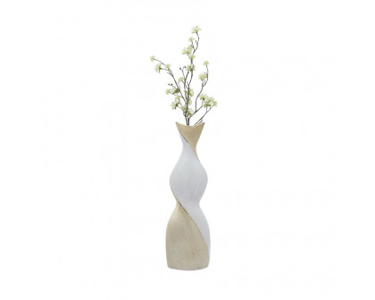 Sagebrook 19" Ceramic Twisted Vase - White/Gold