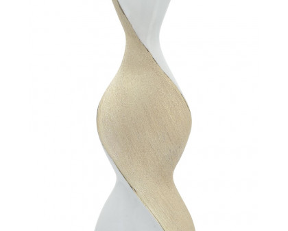 Sagebrook 19" Ceramic Twisted Vase - White/Gold