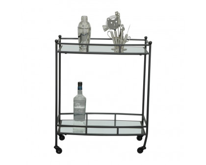 Sagebrook Two Tier Metal Bar Cart - Black