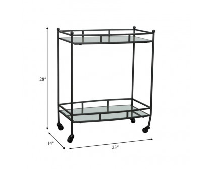 Sagebrook Two Tier Metal Bar Cart - Black