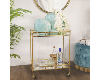 Sagebrook Two Tier Metal Bar Cart - Gold