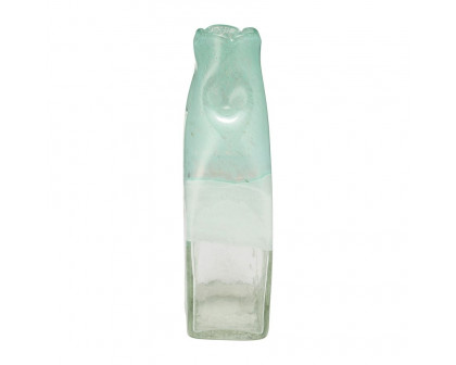 Sagebrook 13" Glass Bottle Vase - Aqua Haze