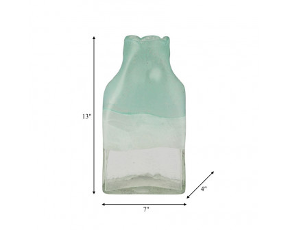 Sagebrook 13" Glass Bottle Vase - Aqua Haze