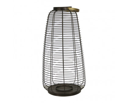 Sagebrook - 24" Metal Wire Cage Hurricane in Black