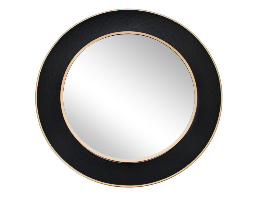 Sagebrook Metal Round Mirror With Goldrim - Black