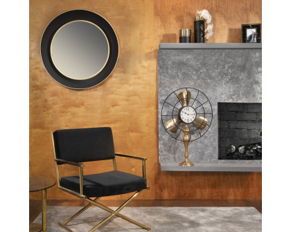 Sagebrook Metal Round Mirror With Goldrim - Black