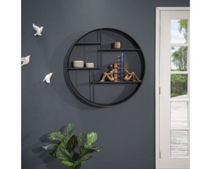 Sagebrook - Metal Round Wall Shelf in Black