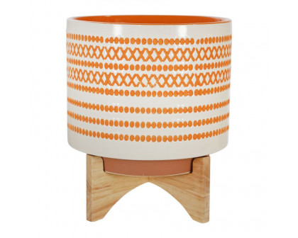 Sagebrook™ 10" Ceramic Planter On Stand With Dots - Orange