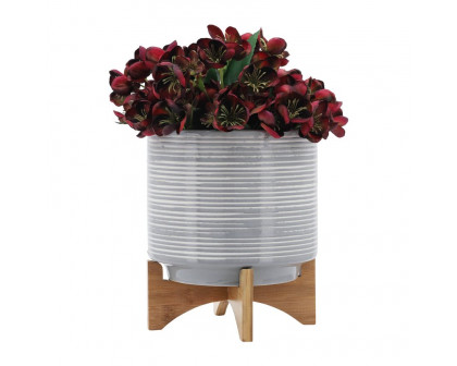 Sagebrook 10" Ceramic Planter On Stand - Gray