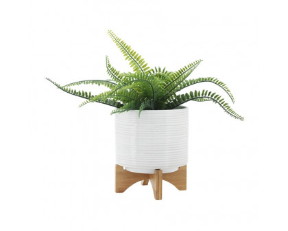 Sagebrook 5"/8" Ceramic Planters On Stand (Set Of 2) - Speckled White