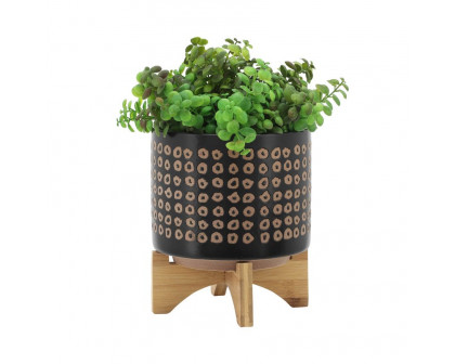 Sagebrook 5"/8" Ceramic Planters On Stand (Set Of 2) - Brown