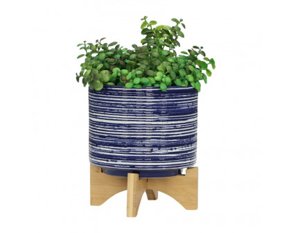 Sagebrook™ 5"/8" Ceramic Planters On Stand (Set Of 2) - Blue