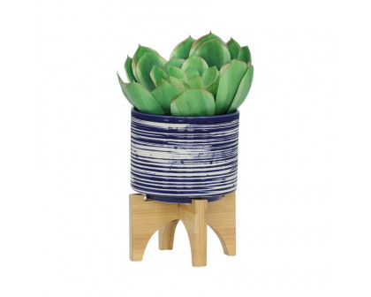 Sagebrook™ 5"/8" Ceramic Planters On Stand (Set Of 2) - Blue