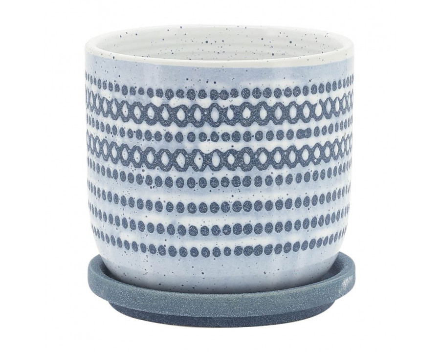 Sagebrook 5" Ceramic Planter With Saucer - Blue