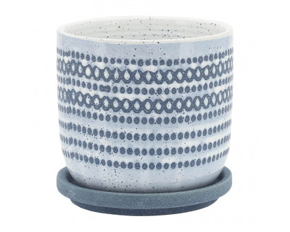 Sagebrook 5" Ceramic Planter With Saucer - Blue