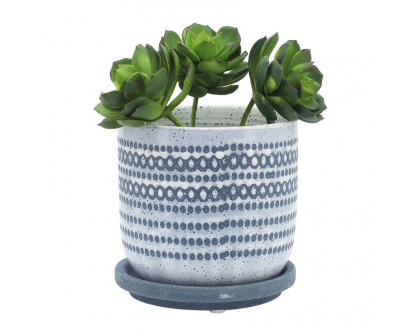 Sagebrook 5" Ceramic Planter With Saucer - Blue