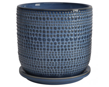 Sagebrook™ 5"/6" Ceramic Textured Planters With Saucer (Set Of 2) - Blue